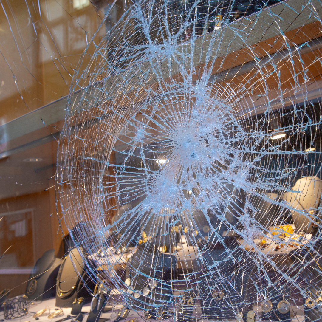 broken glass protection with window tint after Marietta storms